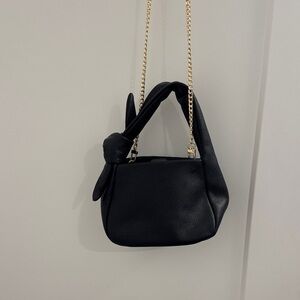 Quince Black Shoulder Bag with Gold Chain